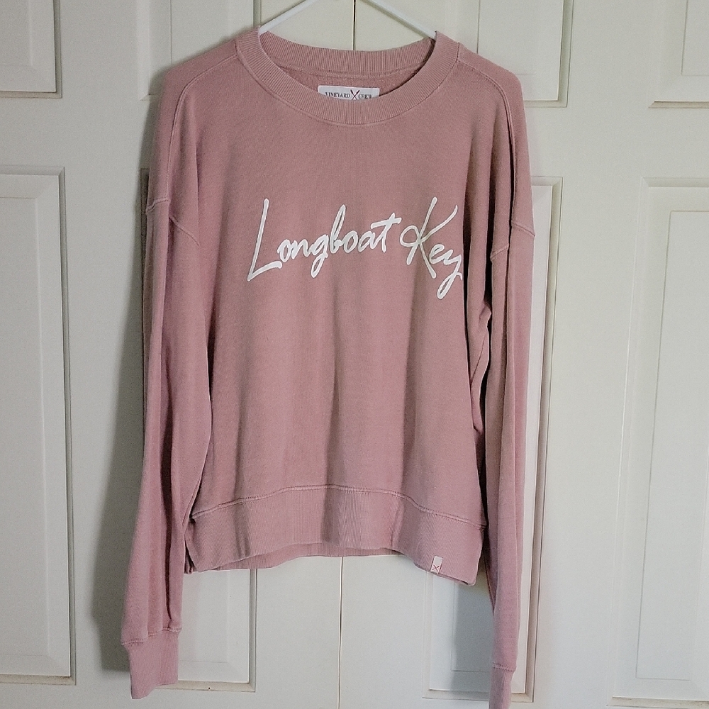 Vineyard Crew Womens Weathered Pink Sweatshirt Longboat Key Sz L